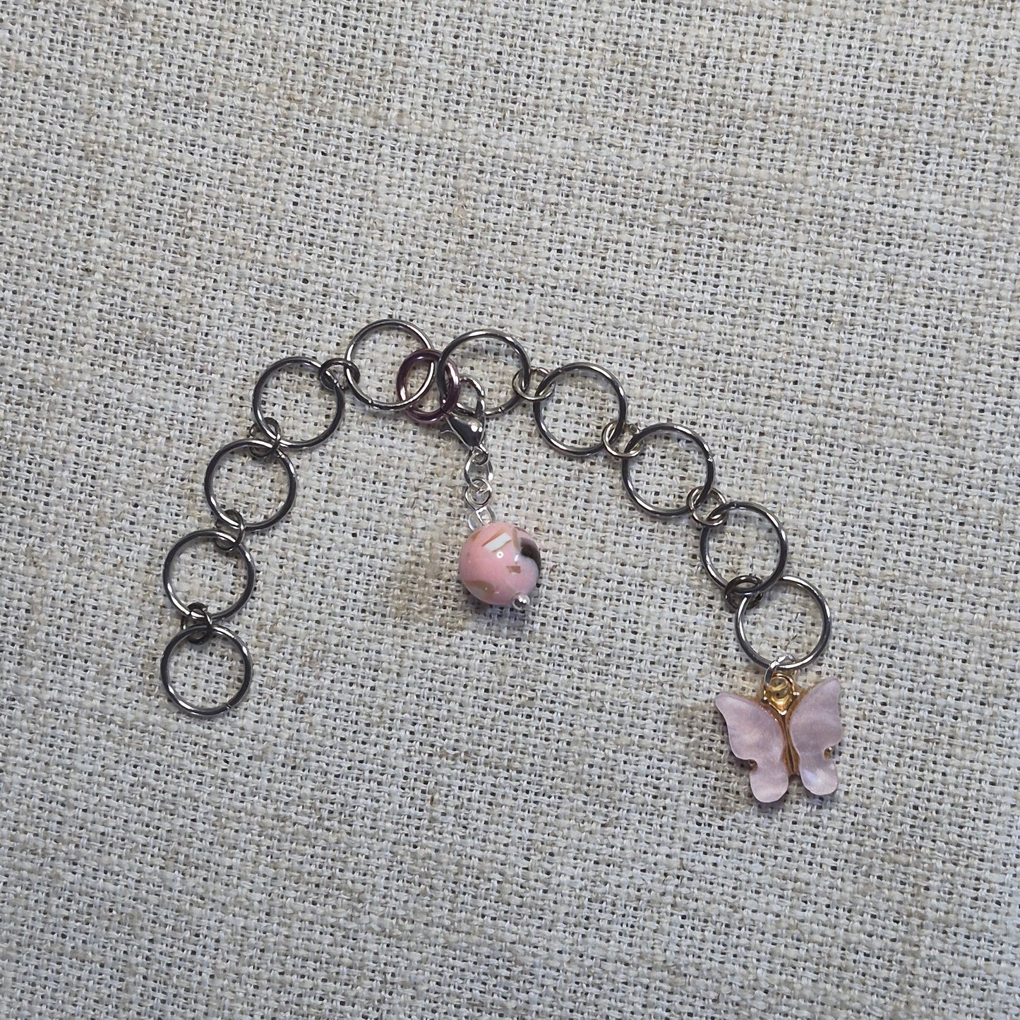 Compteur de rangs fantaisie 10mm - Papillon rose pâle