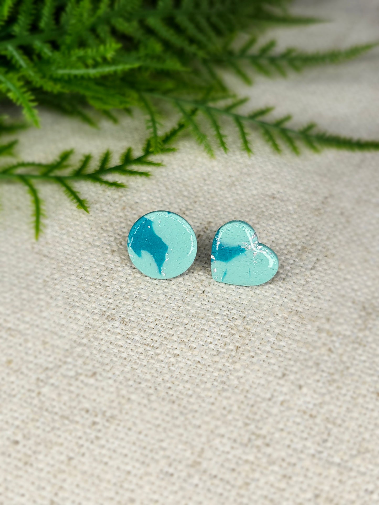 Coeur marbré menthe et turquoise