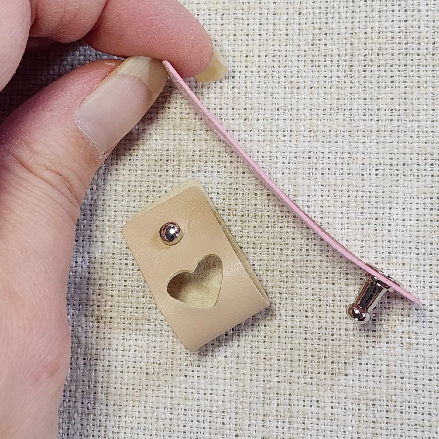 Étiquettes pour tricot - Cœur découpé rose et beige