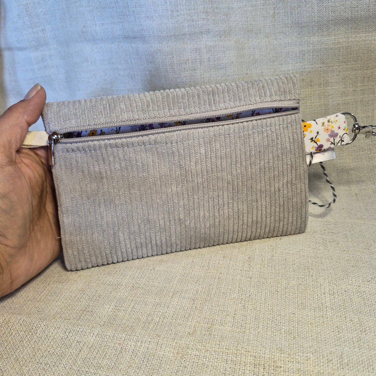 Velis Carnet - Velours greige X champs fleuri