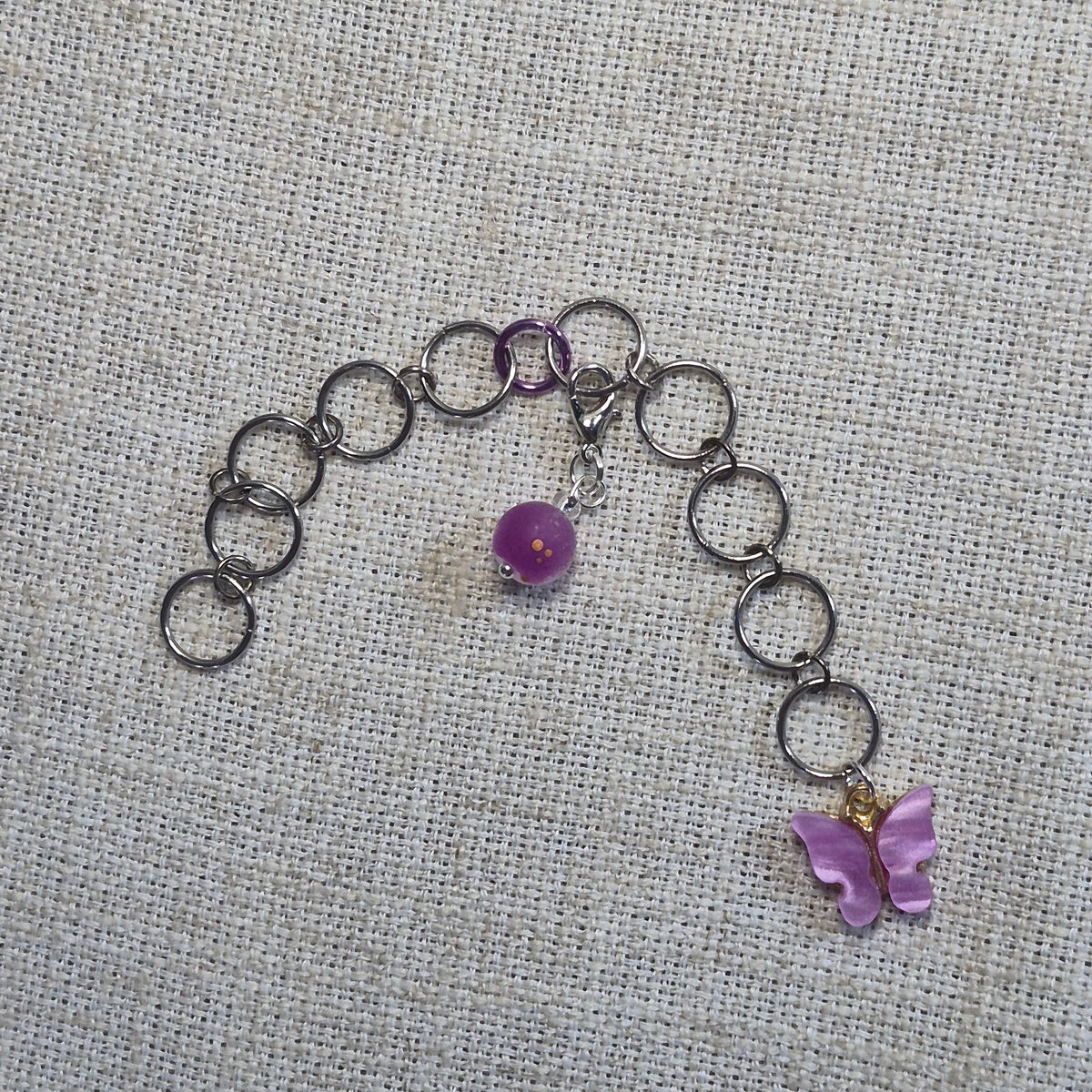 Compteur de rangs fantaisie 10mm - Papillon mauve