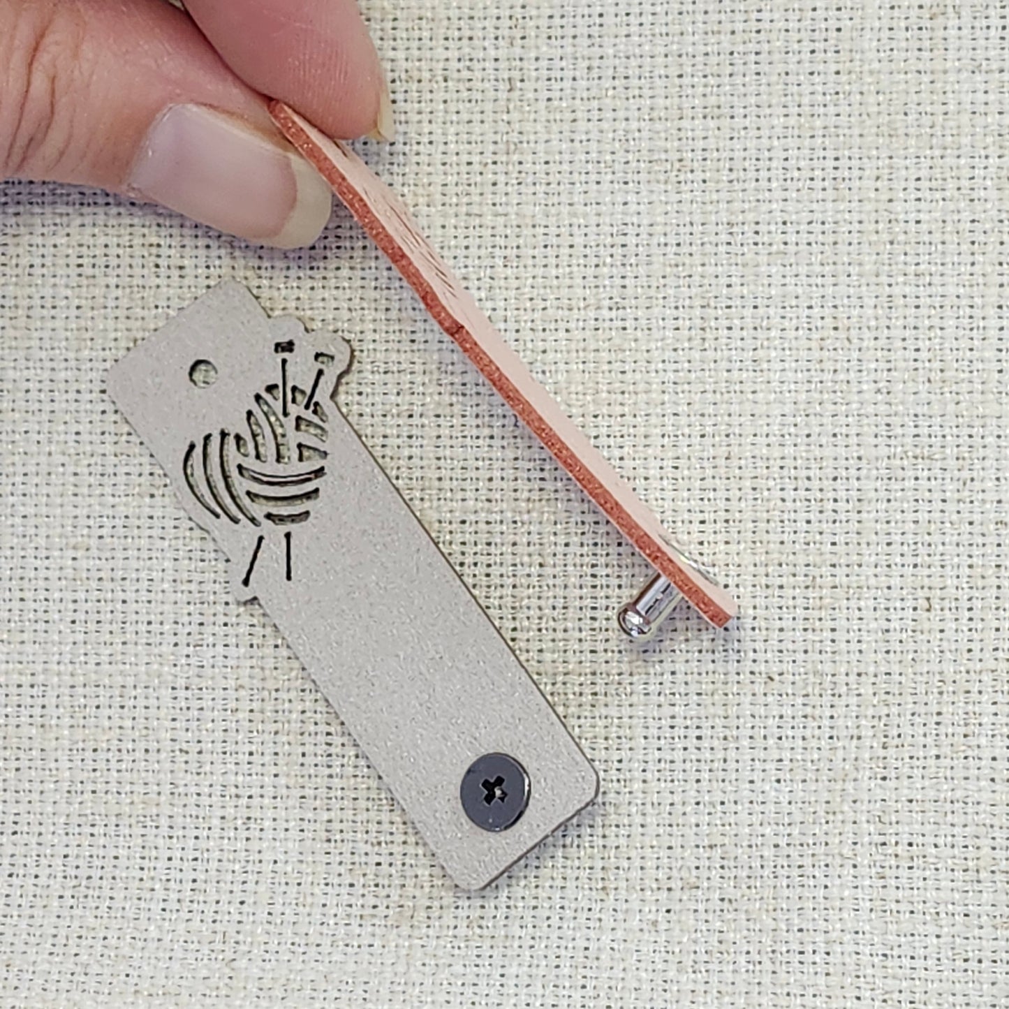 Étiquettes pour tricot - Ceur balle de laine abricot et gris pâle