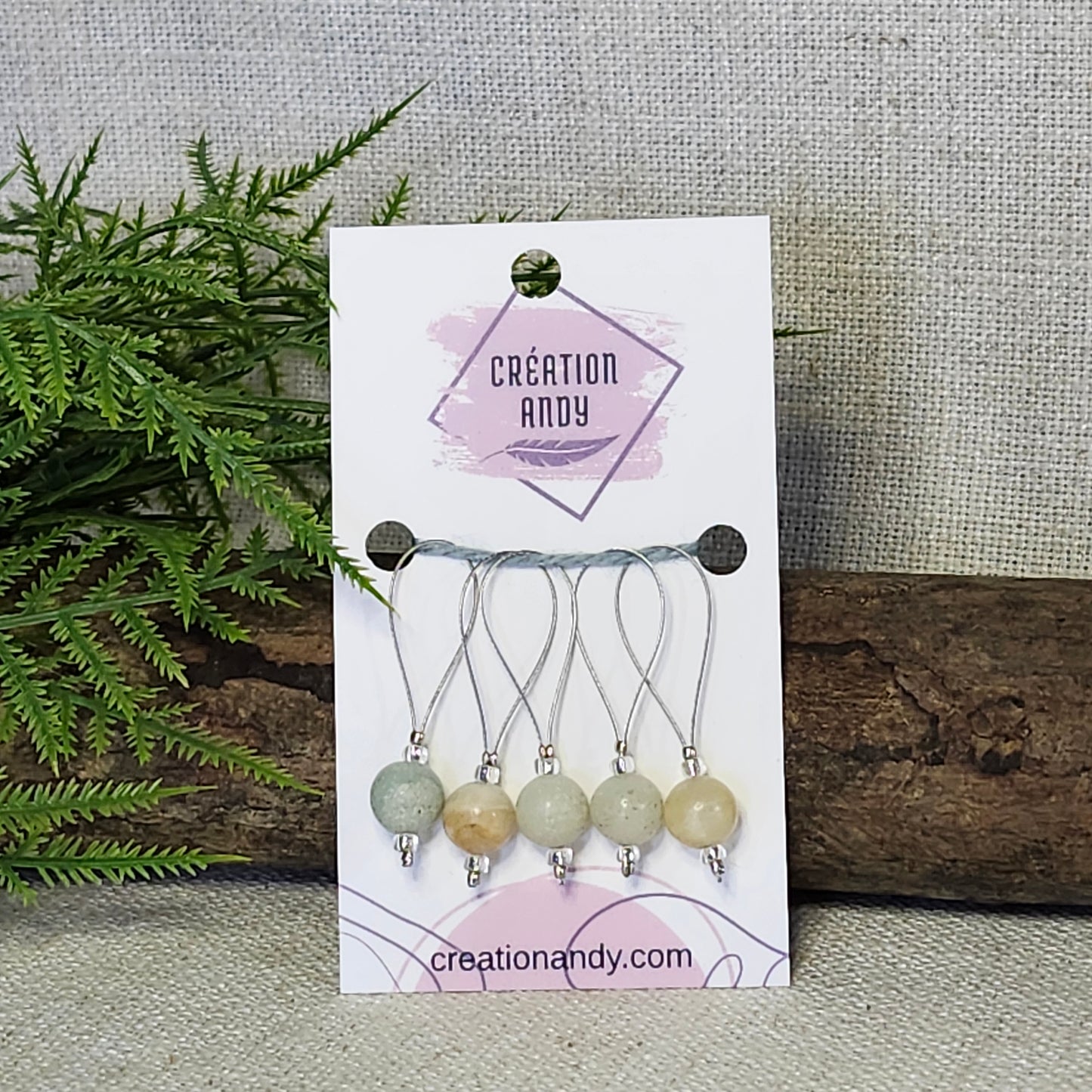 Marqueurs sur fil d'acier - Amazonite beige