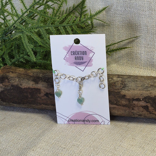 Compteur de rangs fantaisie 6mm - Cœur amazonite