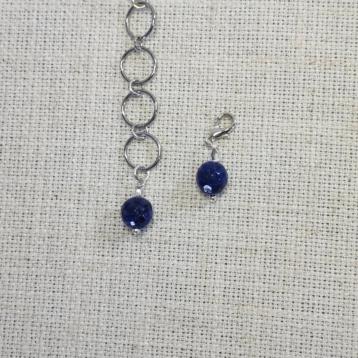 Compteur de rangs 10mm - Jaspé Sésame bleu facetté