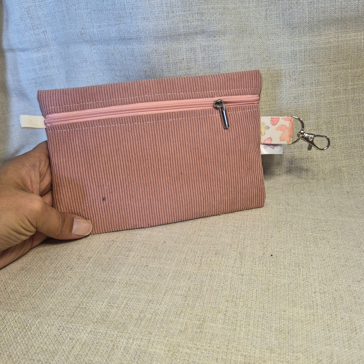 Velis Carnet - Velours vieux rose X fleurs aquarelle