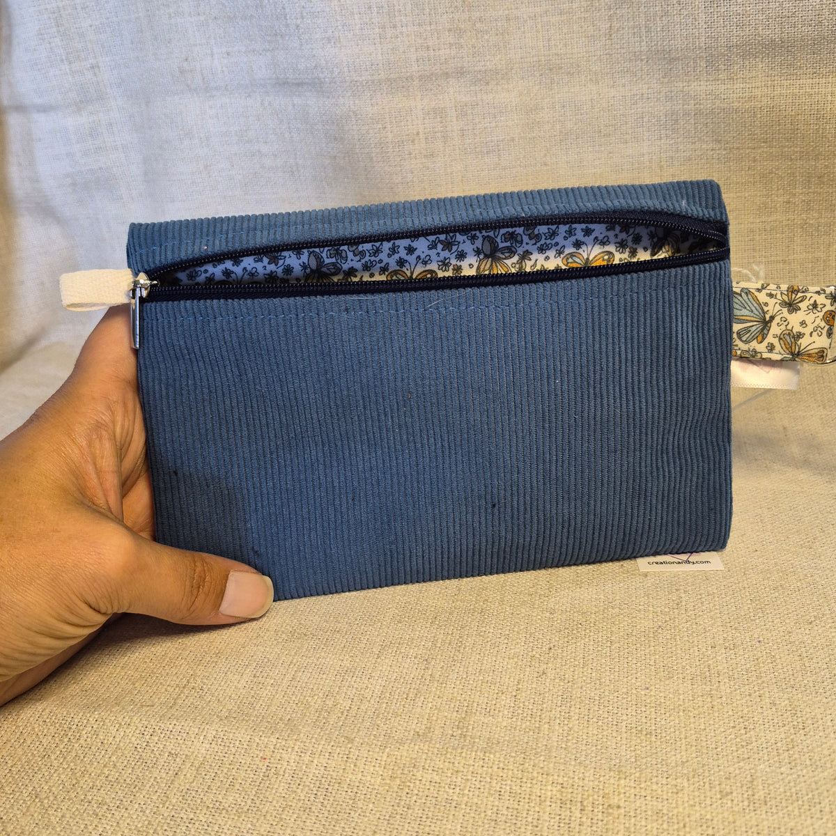 Velis Carnet - Velours bleu X Papillons