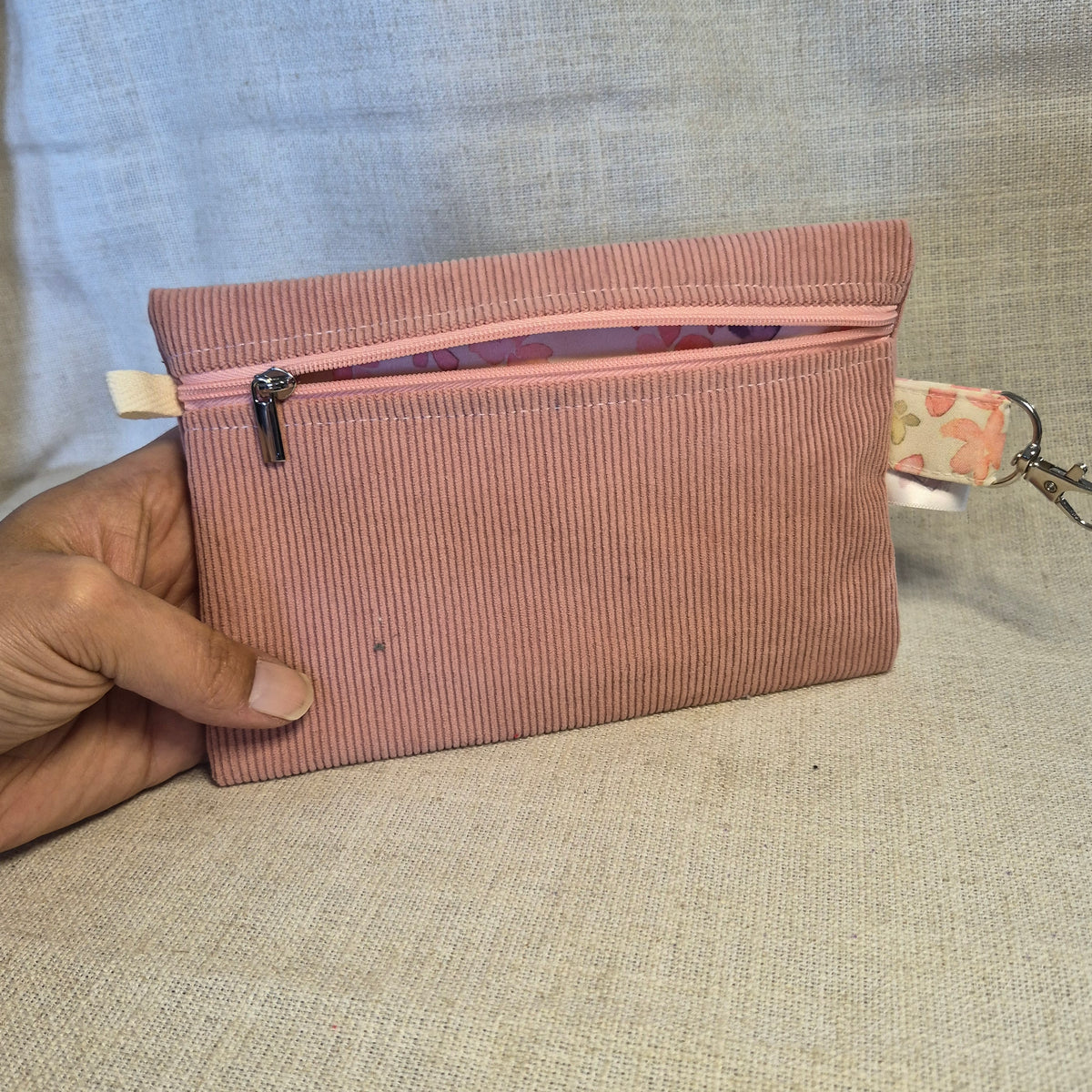 Velis Carnet - Velours vieux rose X fleurs aquarelle