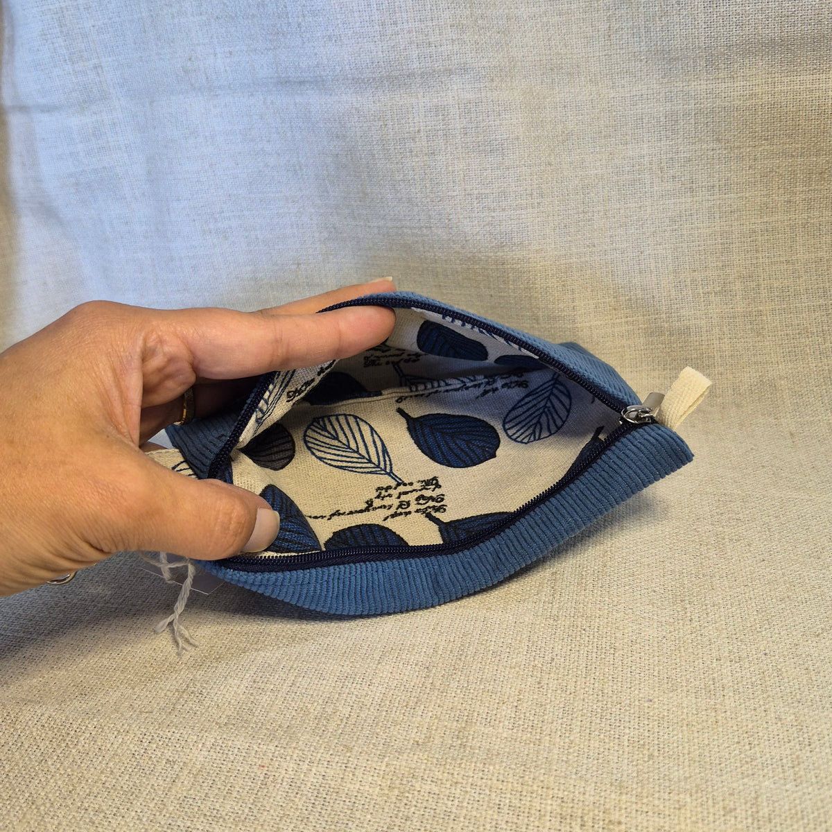 Velis Carnet - Velours bleu X Feuilles bleues