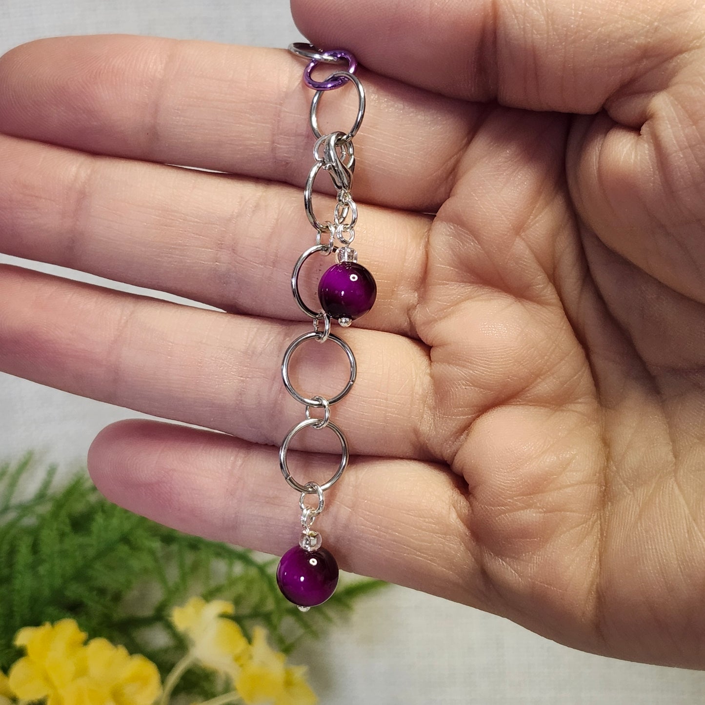 Compteur de rangs 10mm - Oeil de tigre violet