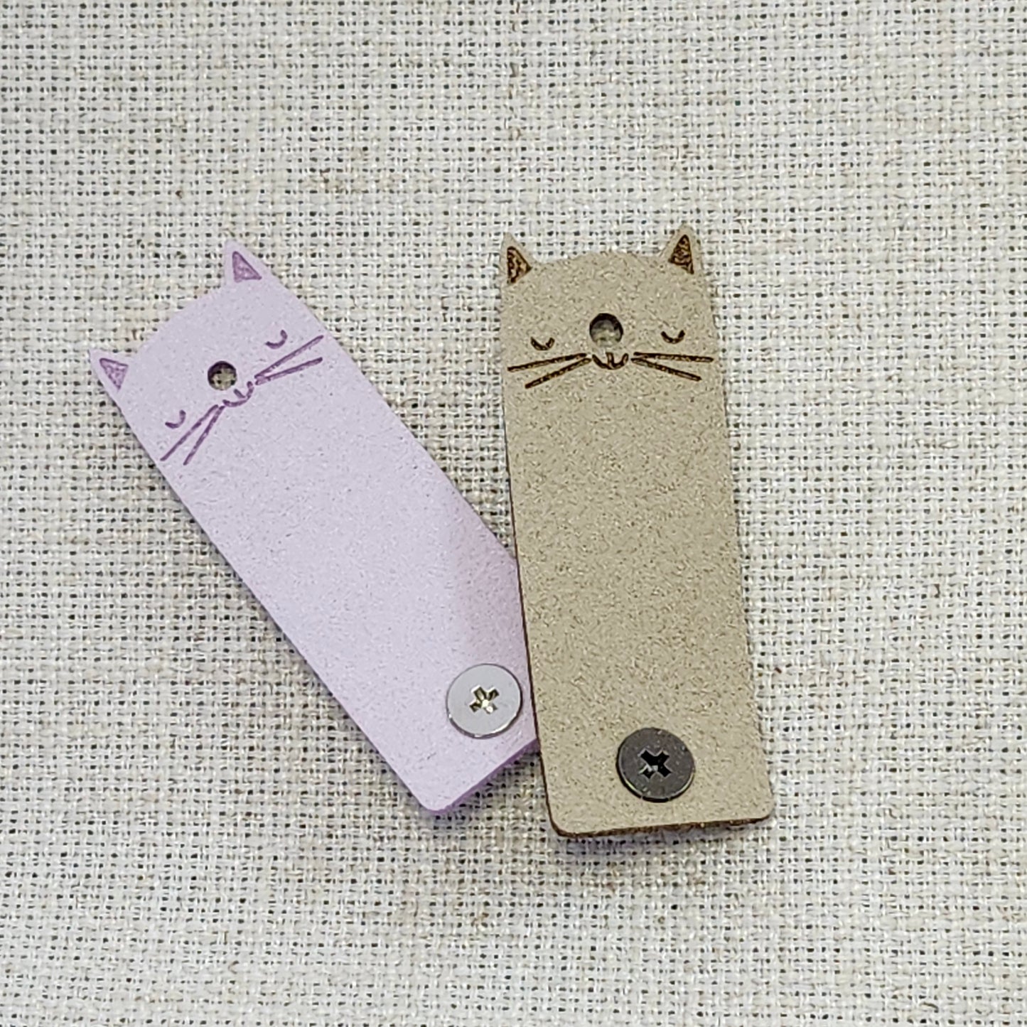 Étiquettes pour tricot - Chat lilas et beige