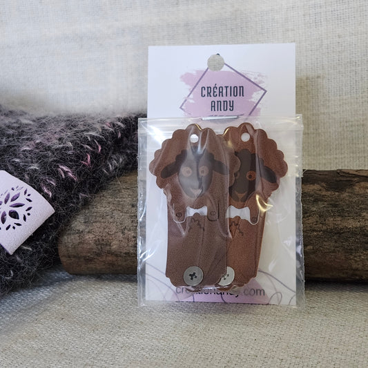 Étiquettes pour tricot - Mouton brun et taupe