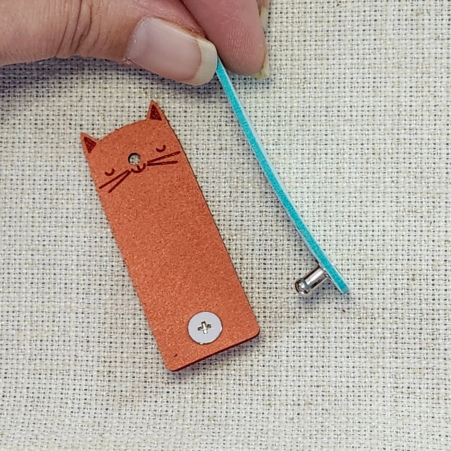 Étiquettes pour tricot - Chat bleu et orange