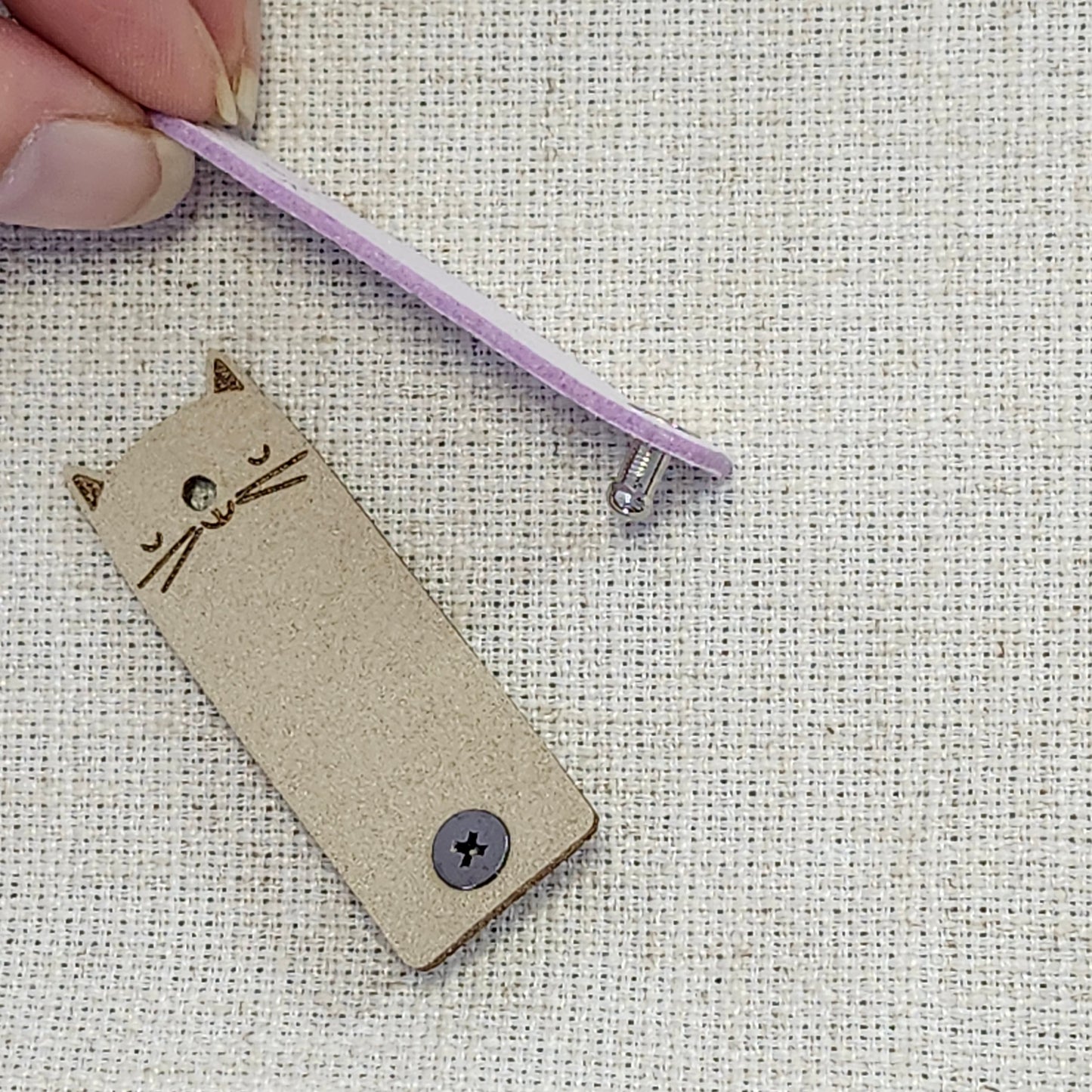 Étiquettes pour tricot - Chat lilas et beige