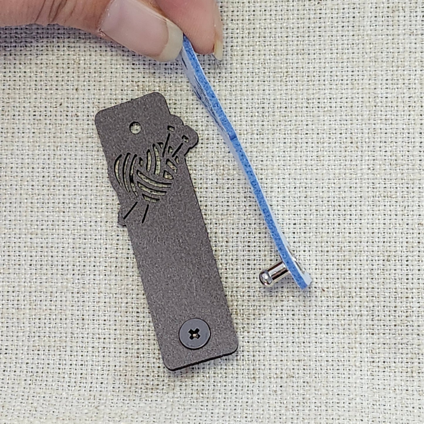 Étiquettes pour tricot - Ceur balle de laine bleu et gris