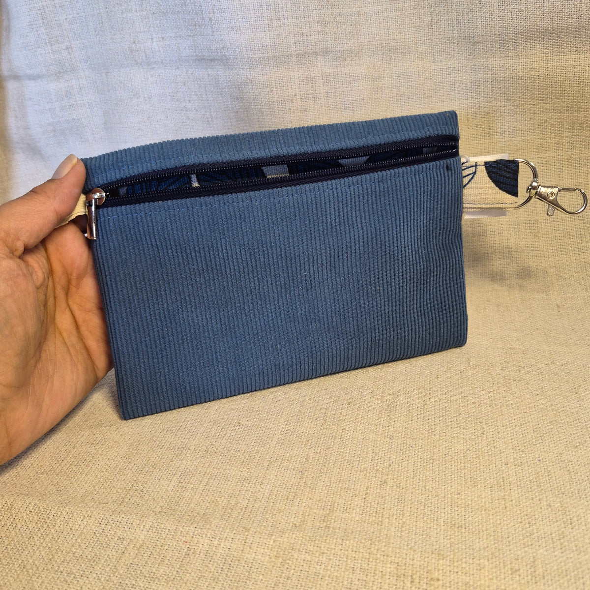 Velis Carnet - Velours bleu X Feuilles bleues
