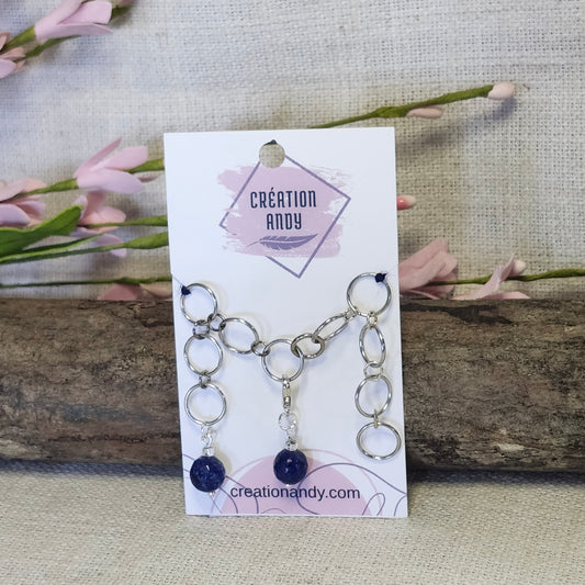 Compteur de rangs 10mm - Jaspé Sésame bleu facetté