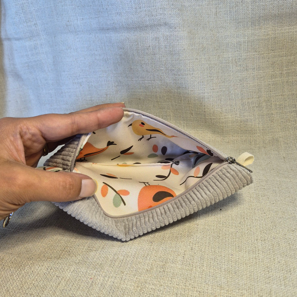 Velis Carnet - Velours greige X oiseaux