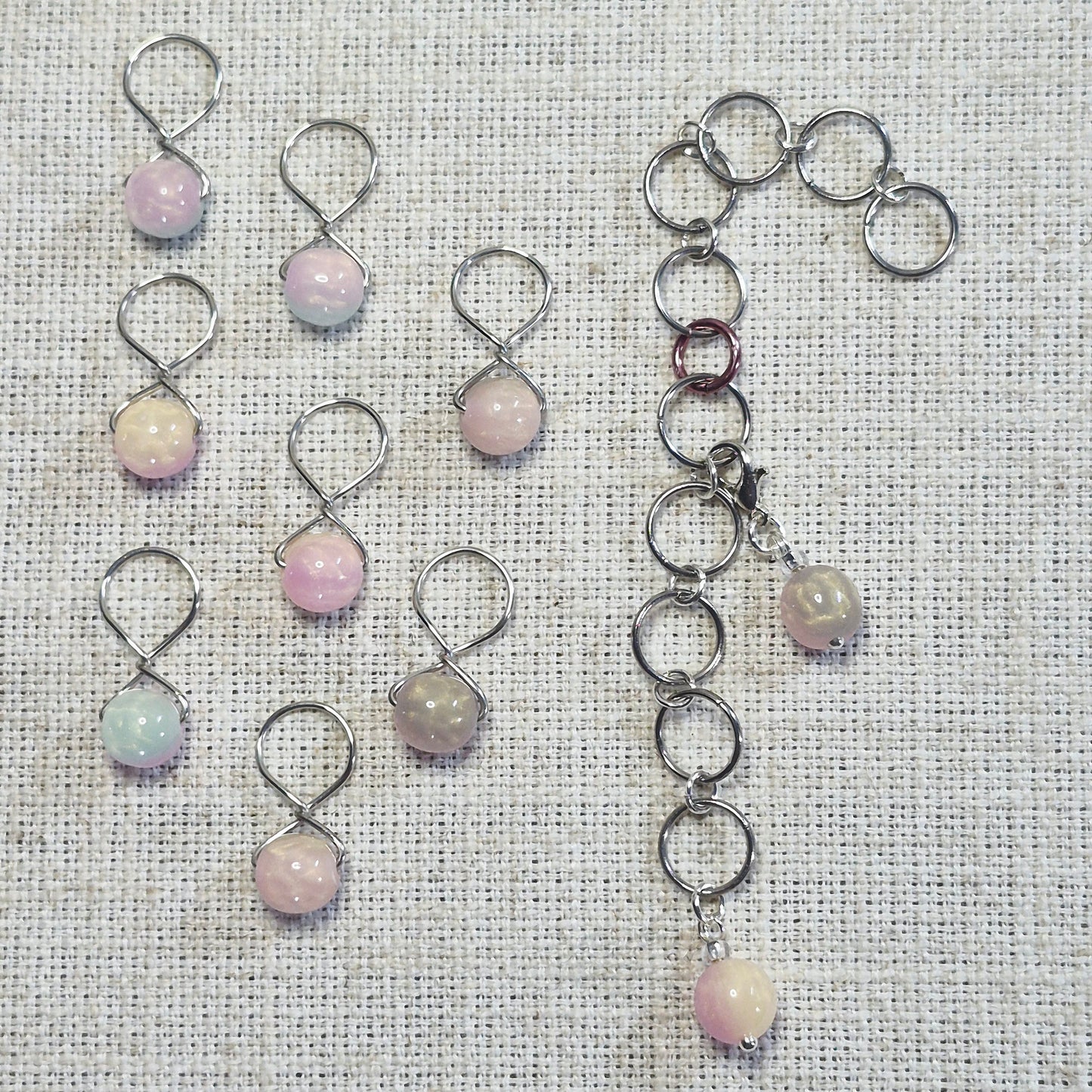 Compteur de rangs 10mm - Œil de chat rose rêveuse