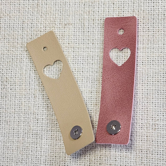 Étiquettes pour tricot - Cœur découpé rose et beige