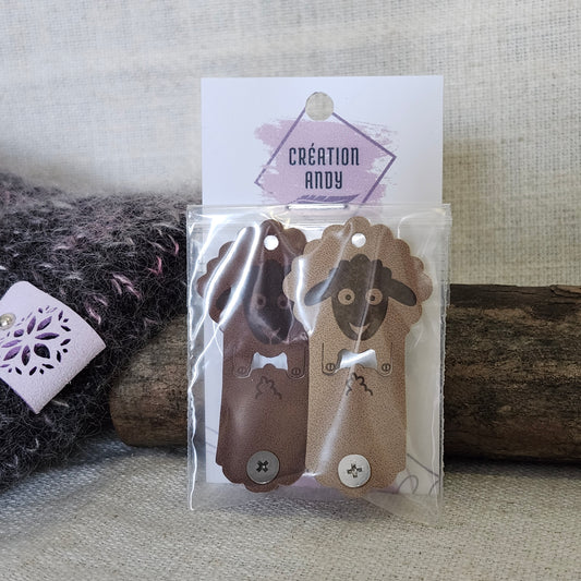 Étiquettes pour tricot - Mouton beige et taupe