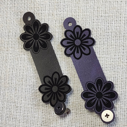 Étiquettes pour tricot - Fleur classique violet et charbon