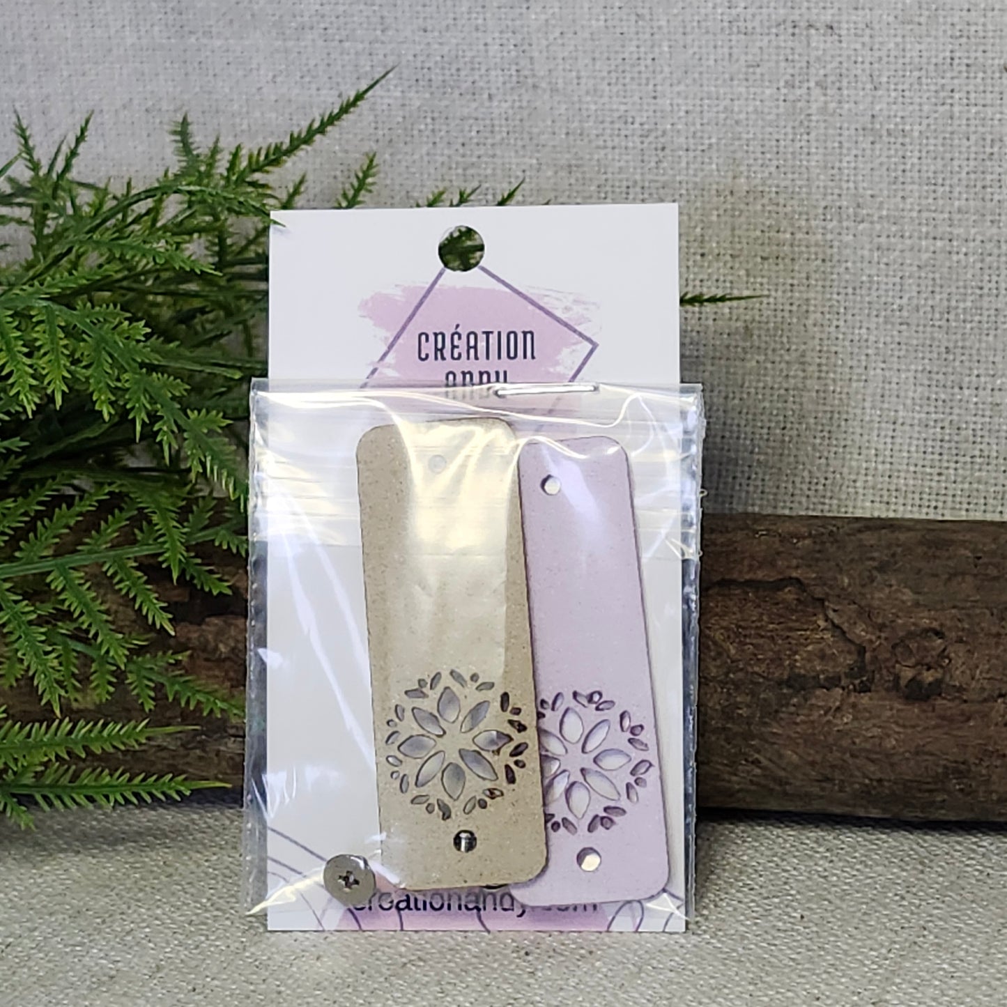 Étiquettes pour tricot - Lilas et Beige