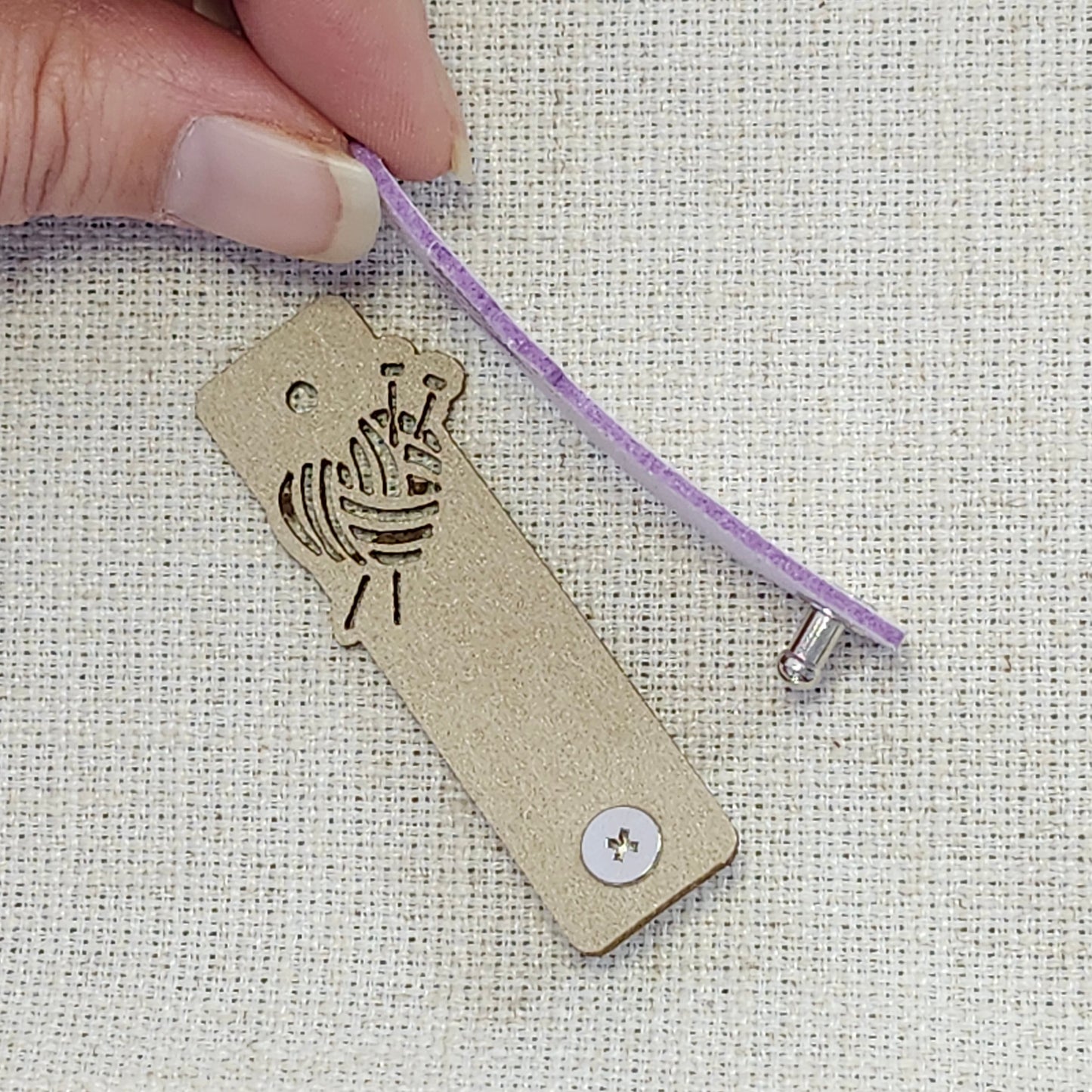 Étiquettes pour tricot - Ceur balle de laine lilas et beige